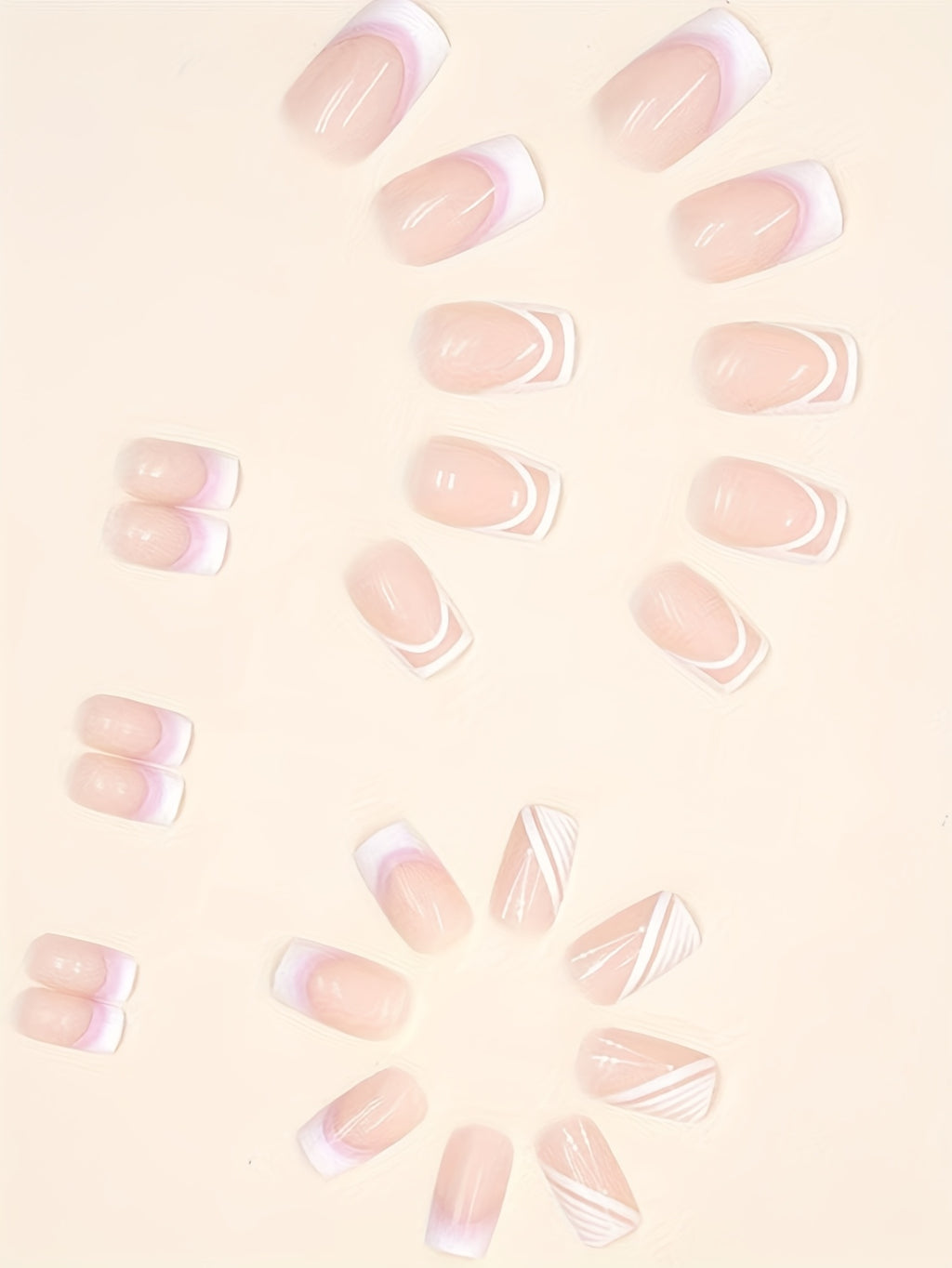 24pcs -Looking Short Square Press-On Nails Compatible for French Manicure/Semi-Short Lengths - Glossy Nude Nail Tips (24 Individual Pieces) - Easy Application, No Glue for DIY Nail Art for Hands & Feet - for &