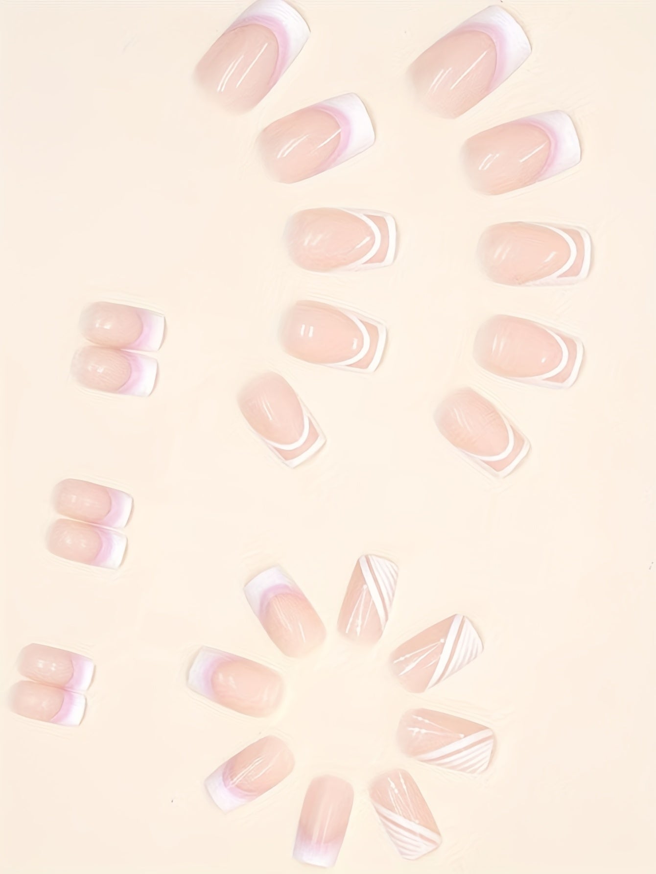 24pcs -Looking Short Square Press-On Nails Compatible for French Manicure/Semi-Short Lengths - Glossy Nude Nail Tips (24 Individual Pieces) - Easy Application, No Glue for DIY Nail Art for Hands & Feet - for &