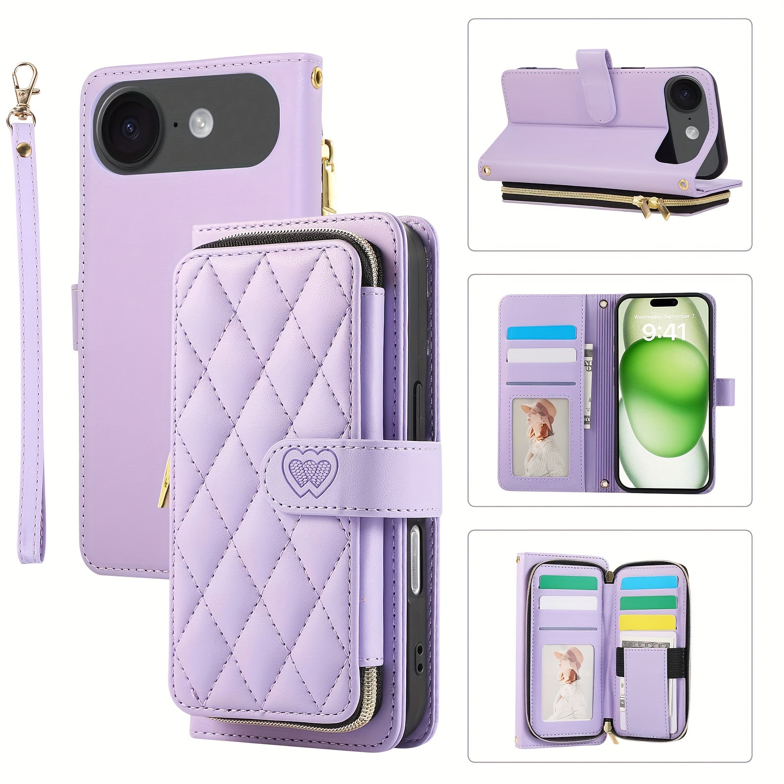 Crossbody Wallet Case Designed for Iphone 16E, 16, 15, 14, 13, 12, 11 Pro Max, 7, 8 Plus, SE 2020, And SE 2022, Featuring a Zippered Handbag Style, Flip Cover, Kickstand Folio, Card Slots, Wrist Strap, And Lanyard for The for