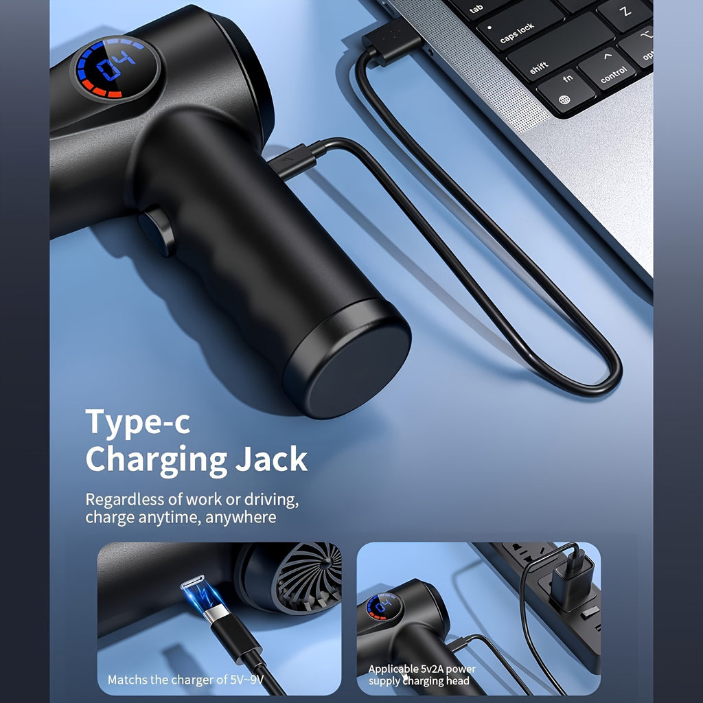 Cordless Electric Air Duster with 51000 RPM High-Power Blower, 4-Speed Adjustable & LCD Display, 3000mAh Fast Charging, 15-45 Min Runtime, USB-Powered Portable Cordless Vacuum Cleaner for Computers, Keyboards, TVs, Gaming Con