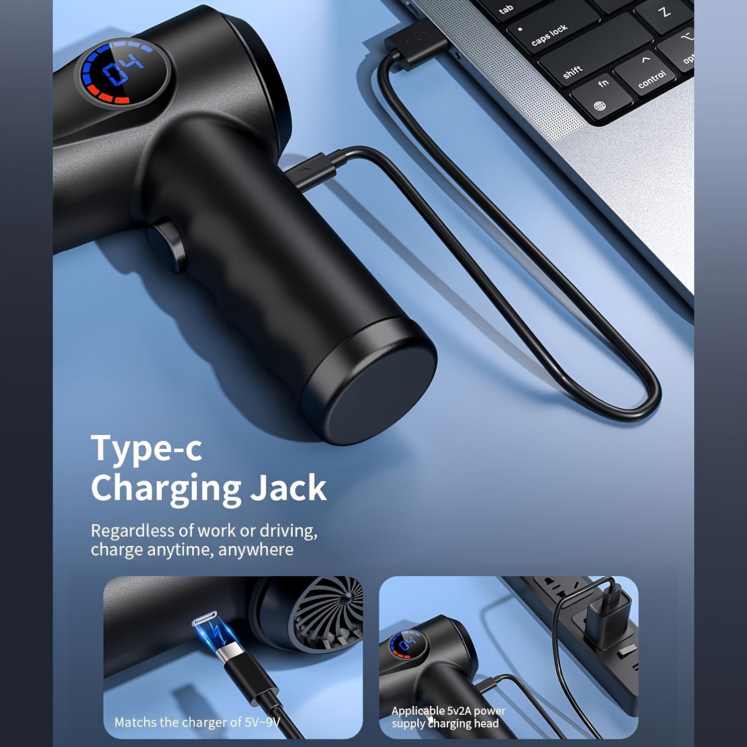 Cordless Electric Air Duster with 51000 RPM High-Power Blower, 4-Speed Adjustable & LCD Display, 3000mAh Fast Charging, 15-45 Min Runtime, USB-Powered Portable Cordless Vacuum Cleaner for Computers, Keyboards, TVs, Gaming Con