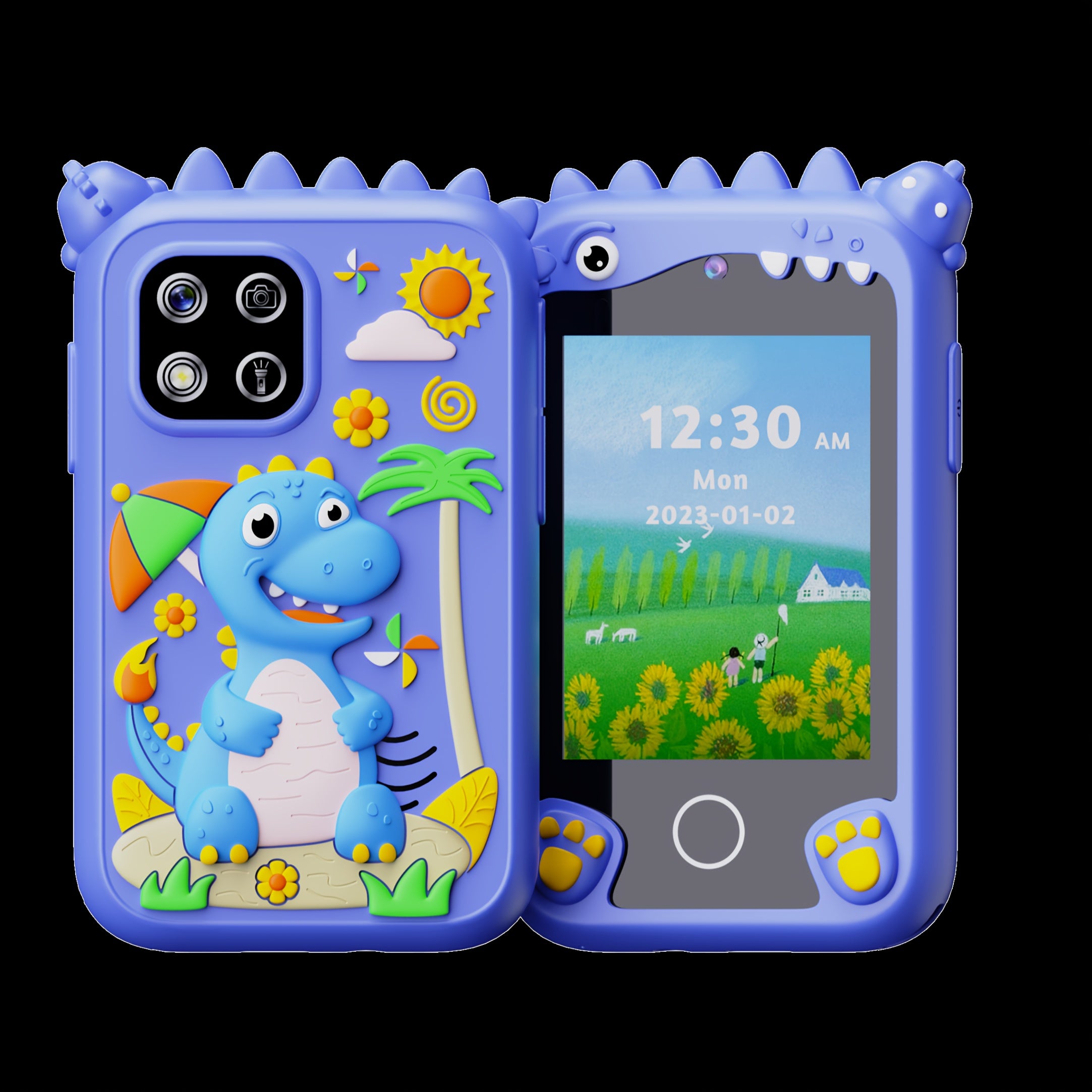 [Birthday/Christmas Gift] Kids Smart Phone with Touchscreen & Dual - Educational Learning Tablet, Compatible with 8GB SD Card, Charging, Parental Control - Birthday/Christmas Gift for Boys & Girls Ages 3-10 - Green Dinosaur D