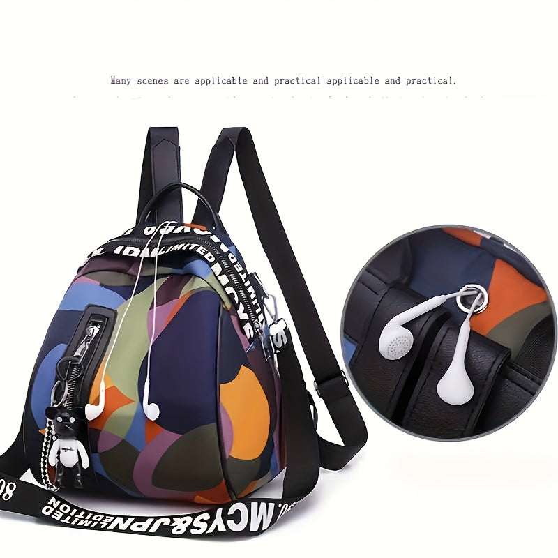 Fashionable Nylon Backpack, Large Capacity Book Bag, Casual Travel Bag with Stylish Prints, Backpack for School, Commuting And Travel