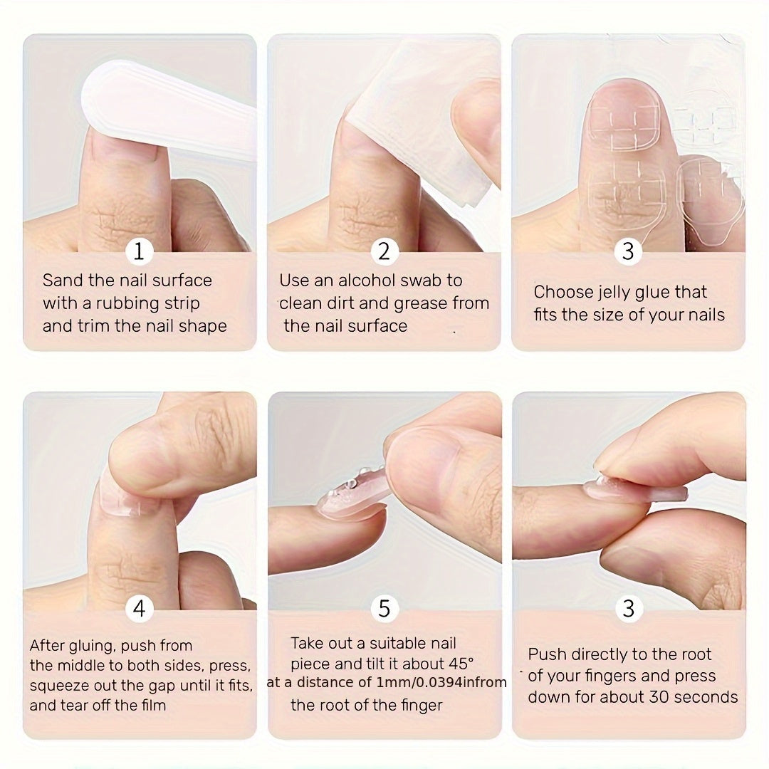 24pcs/48pcs Of White French Short Square Nail Set, with Glossy Surface And Artistic Lines, Cute Fake Nails, Heart-shaped Pattern Nail Sticker Set, with Jelly Glue And Nail Polish, Perfect for Parties, Gatherings, And Daily We