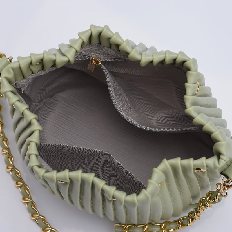 [Versatile Purse, Chic Design] Women's Shoulder Bag with Detachable Chain Strap - Elegant Synthetic Purse, Drawstring Closure, for Everyday, Formal, Party - Available in Beige, Gray, Pink, Green, White, Purple, Black - Women'