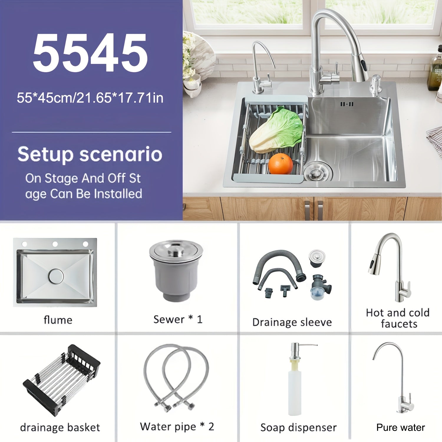 Digital Display Waterfall Sink, Single Bowl Kitchen Sinks, Stainless Steel Bar Sink With Pull Down Sprayhead Faucet, Smart Modern Kitchen Sink, Full Set Of Accessories, Gun Gray & Brushed Golden, 1 Set
