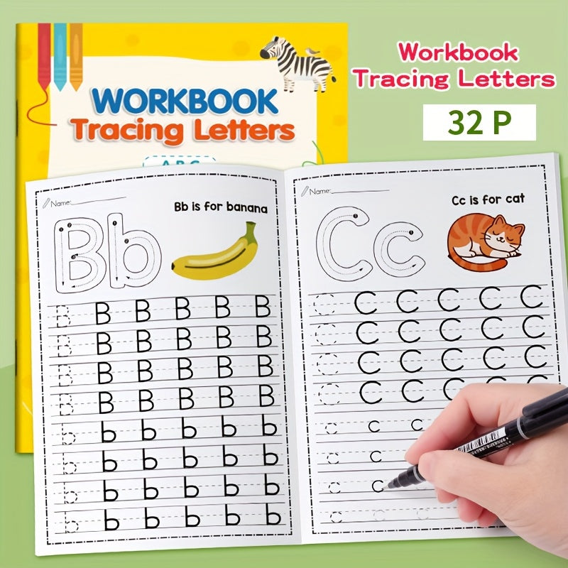32-Page Children's Handwriting Practice Book, Copybook Workbook for Preschoolers Learning to Write, Pen Control Training Aid Suitable for Home and School Use, School Supplies, , Structured Writing, Learning Activity Book, Eas