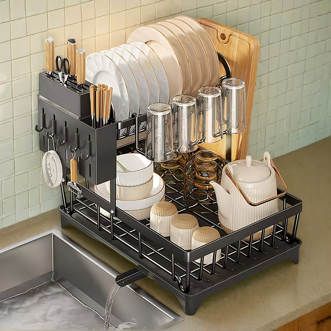 Double-Layer Carbon Steel Dish Rack
