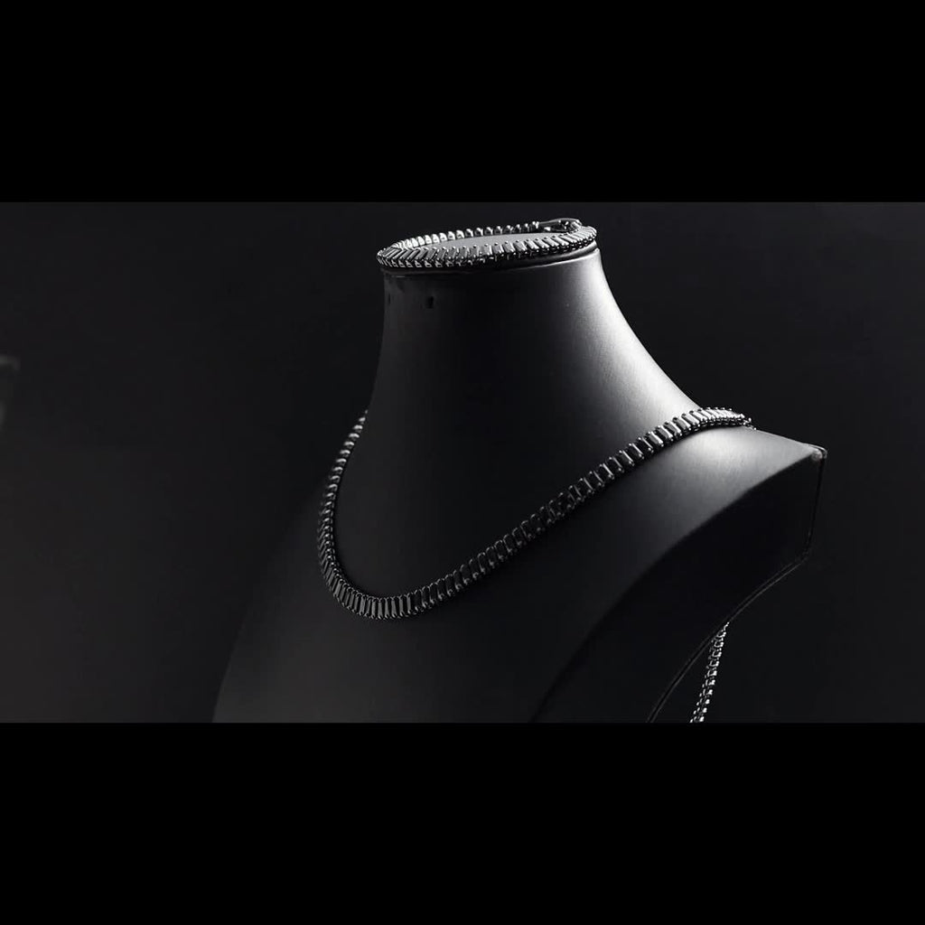 Men's Black Zircon Tennis Bracelet & Necklace Set |