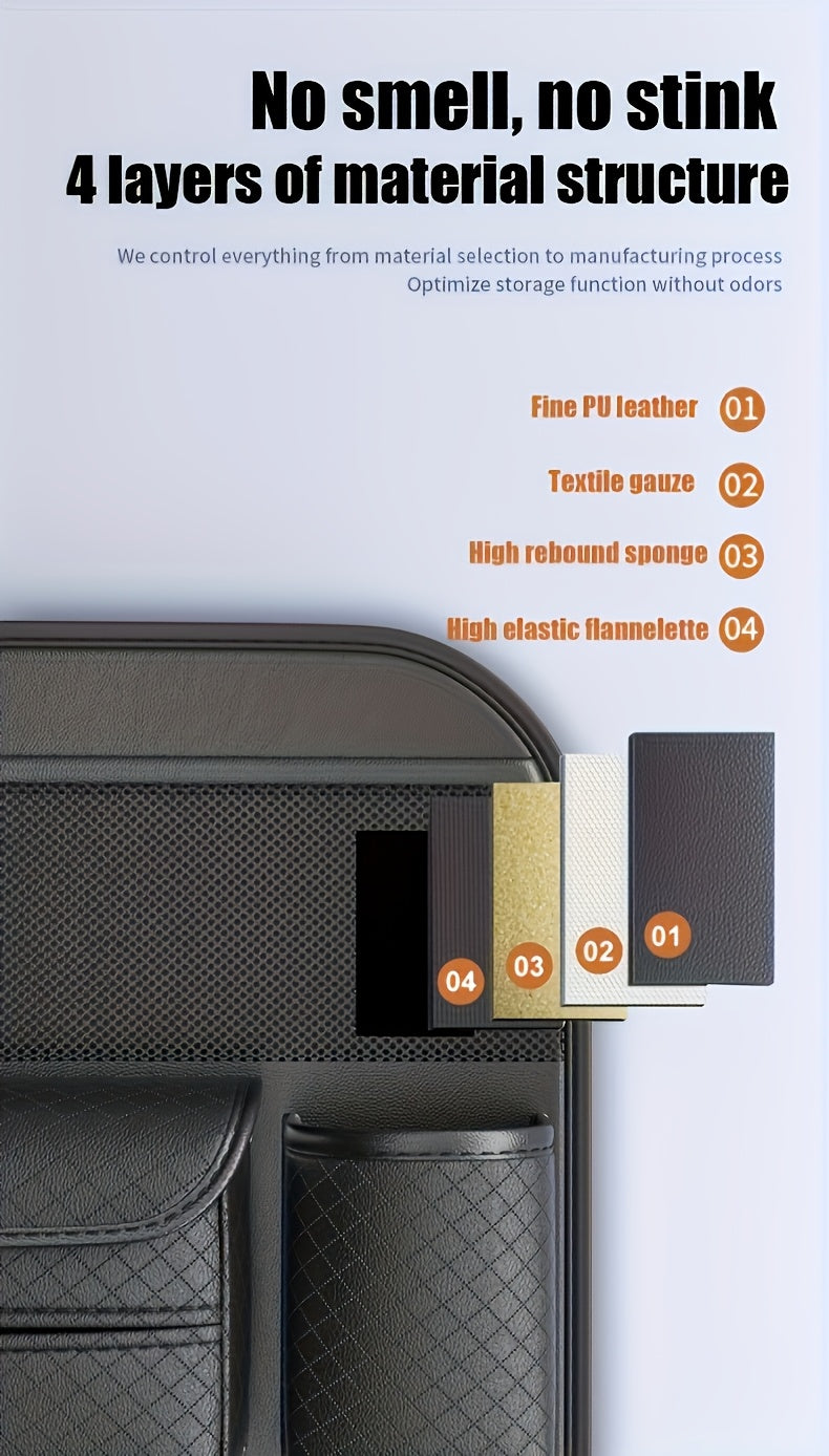 PU Leather Car Seat Back Organizer
