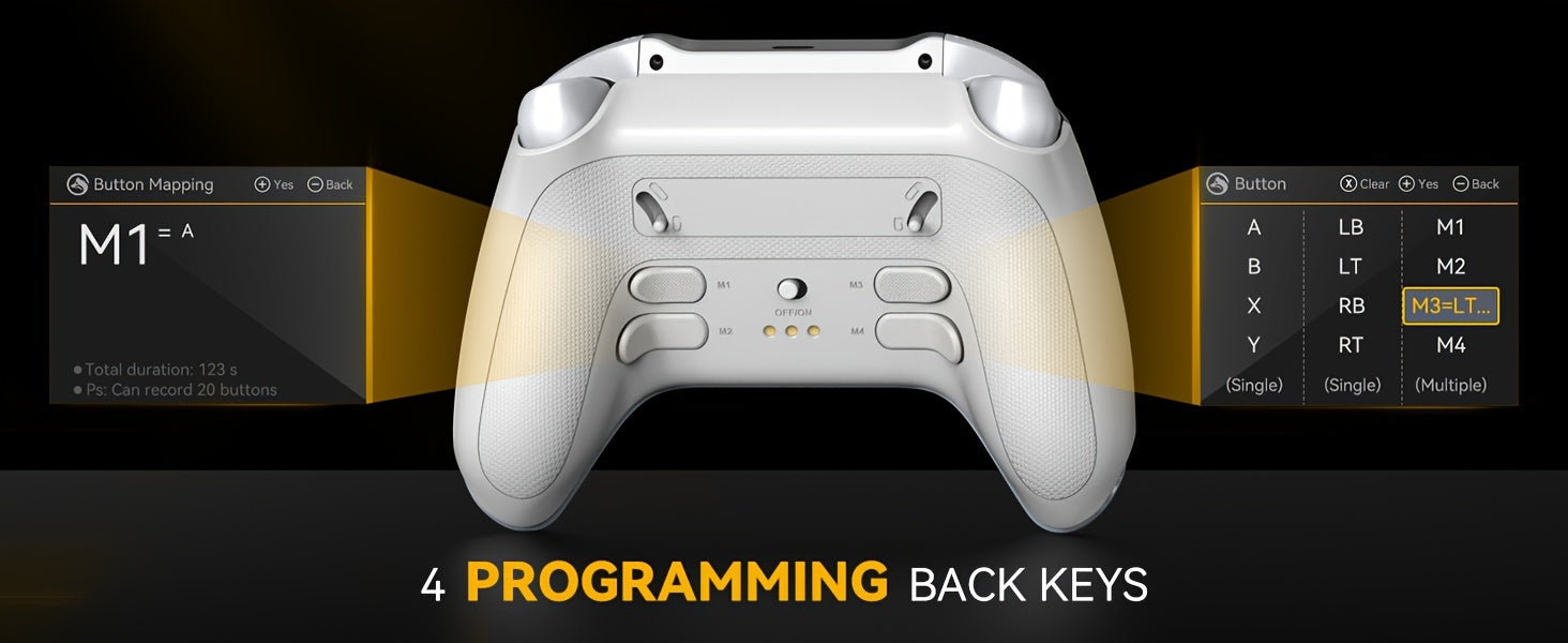 (No Drift)Interactive Screen Wireless Gaming Controller for iOS/for Switch/PC/Android/Steam Deck,Hall Effect Stick & Trigger,RGB Lighting,Remappable Buttons,1800mAh with Charging Dock-V2 (White). Notice Not Compatible with Xb