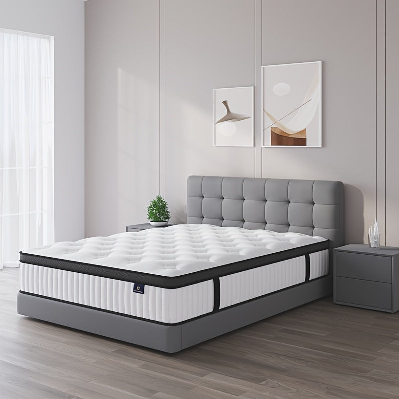 10/12 Inch Multilayer Hybrid Full Mattress Queen Mattress- Multiple Sizes & Styles Available, Ergonomic Design With Memory Foam And Pocket Spring, Medium Firm Feel