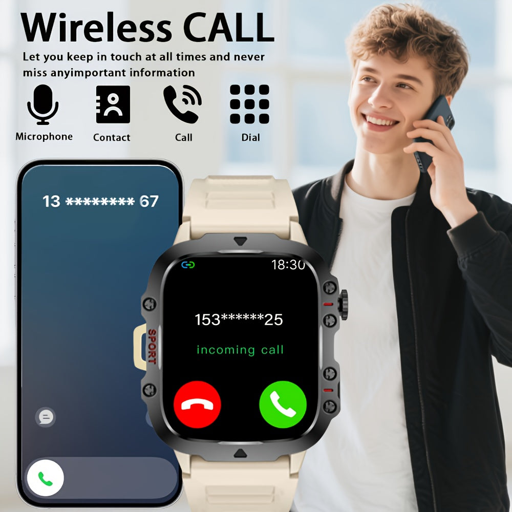 [Smartwatch for Men/Women] New Smartwatch for Men and Women - Wireless Calling/Text Messages/Multiple Sports Models/Remote Camera Control/Fitness Tracker, Compatible with iPhone & Android, USB Charging, Silicone Strap, Modern