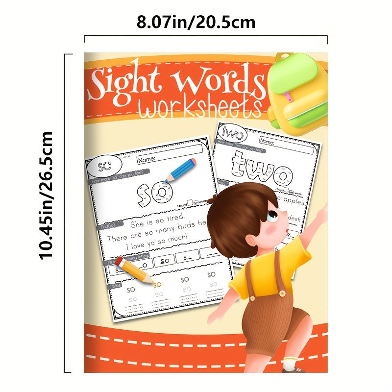 50-Page High-Frequency Kindergarten Sight Words Workbook - Phonics & Spelling Practice, Paper Material, Homeschool & Classroom Handwriting Aids