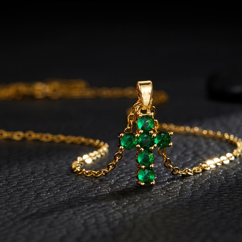 Golden-Tone Copper Cross Necklace