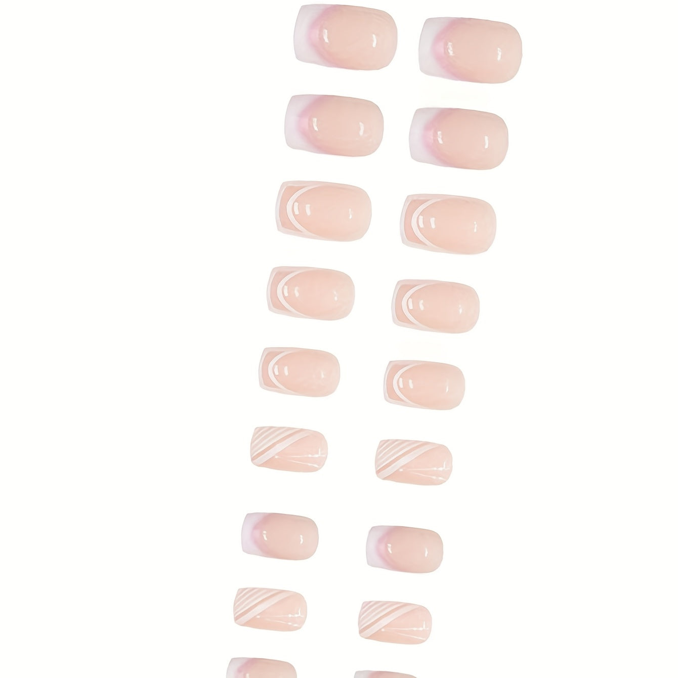 24pcs -Looking Short Square Press-On Nails Compatible for French Manicure/Semi-Short Lengths - Glossy Nude Nail Tips (24 Individual Pieces) - Easy Application, No Glue for DIY Nail Art for Hands & Feet - for &