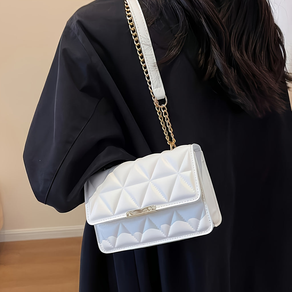 [Chain Crossbody Bag] 4-Season Fashion Chain Crossbody Bag, Women's Mini Shoulder Bag, Luxurious Versatile Handbag, Stylish Square Crossbody Wallet, Trendy Minimalist Purse, Chain Strap Small Square Bag for Shopping, Work, Co