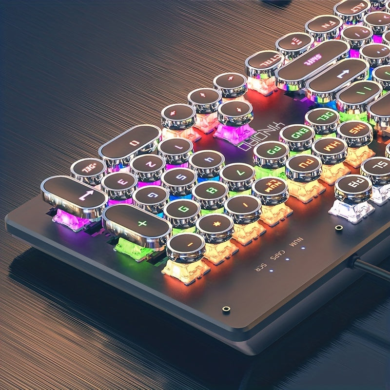 [Gaming/office universal device] YINDIAO 104 Keys Mechanical Keyboard | Wired USB, Lighting Effects, Punk/Round Keycaps | Windows/Mac, Home/Office