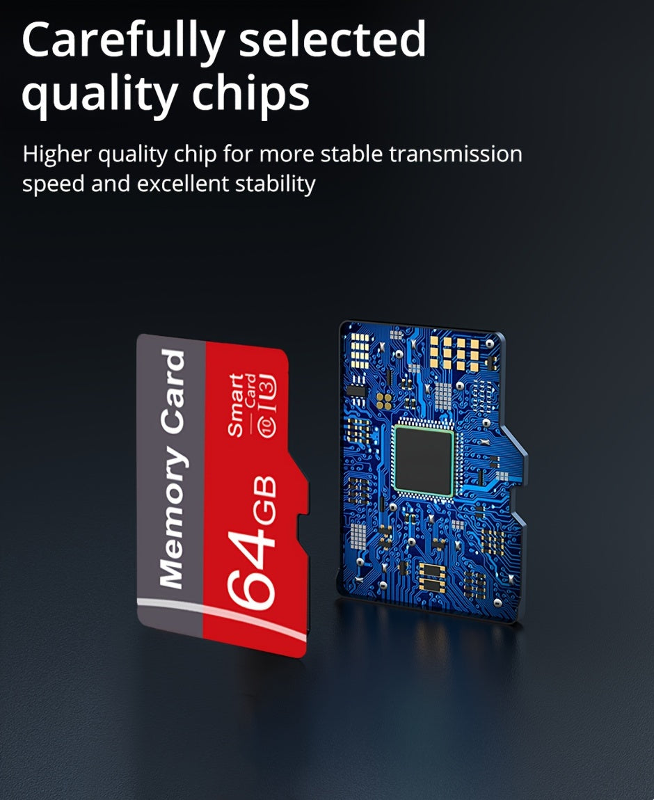 [High Speed Memory Card] High Speed 1pc Memory Card 64GB 32GB 16GB With Adapter | Flash TF Card 8GB 4GB 2GB 1GB, A1 C10 Memory TF Card For Tablet/Camera/Mobile Phone/Laptop/PC/Car Audio/Game Console/Audio - Store Your Files S