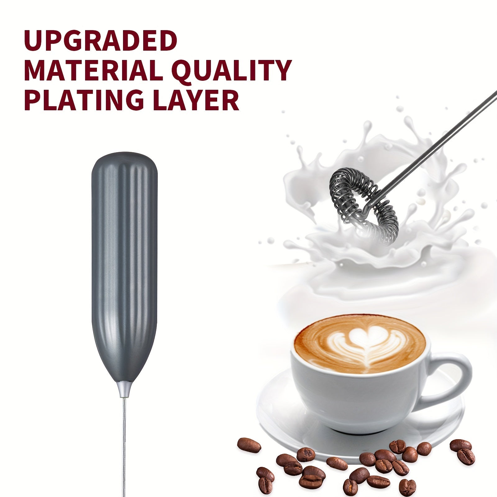 Lalayuan Powerful Electric Milk Frother & Drink Mixer - Heavy-Duty Stainless Steel Handheld Electric Whisk with 2-in-1 Design, 2-in-1 Foaming & Blending