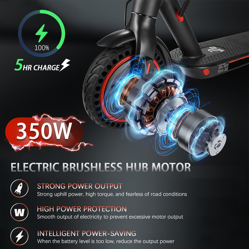 8.5 Inch Foldable Electric Scooter for Adults with LED Display Motor Power Ranges for 350W, Class A 7.8/10.4Ah Lithium Battery, 3 Speed Modes, 15 - 30 Mile Range And Maximum Load Capacity Of 220.46 LB