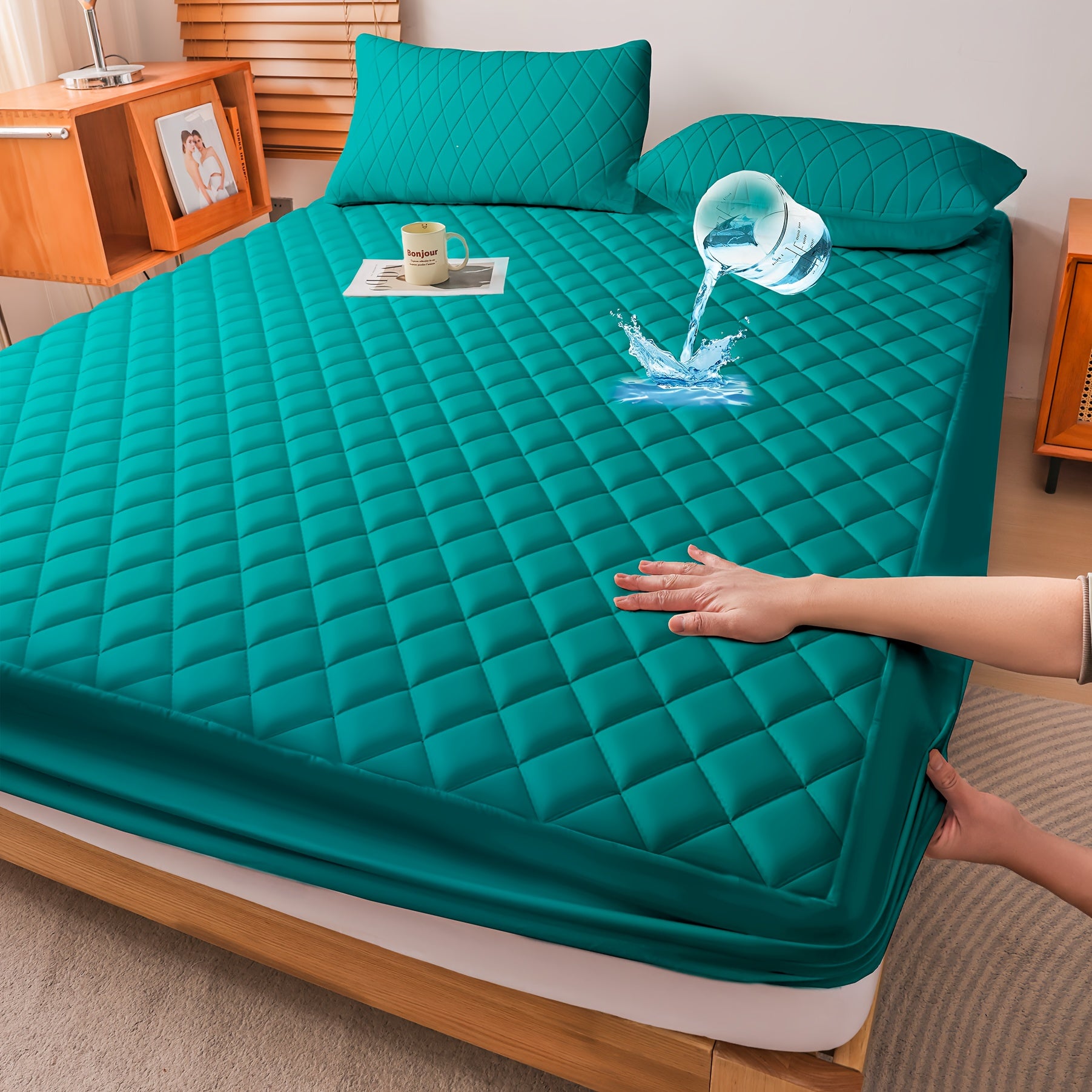 1pc Mattress Protector, Cool And Comfortable, Layered Fitted Sheet, Solid Color Bedding Design, Can Be Used As A Separate Bedspread, Deep Pocket, Ideal For Bedroom, Guest Room And Hotel Mattress Protection