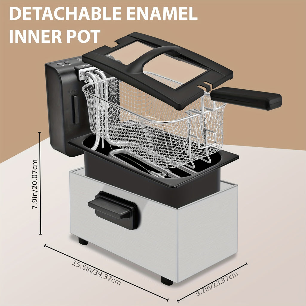 SUSTEAS Deep Fryer for Home Use, Large Capacity Oil Fryer with 5 Sizes, Adjustable Temperature Control, Easy-to-Clean Pot, Made Of 304 Stainless Steel, Local Warehouse, Compact And Durable Design, Stylish Cooking Appliance &