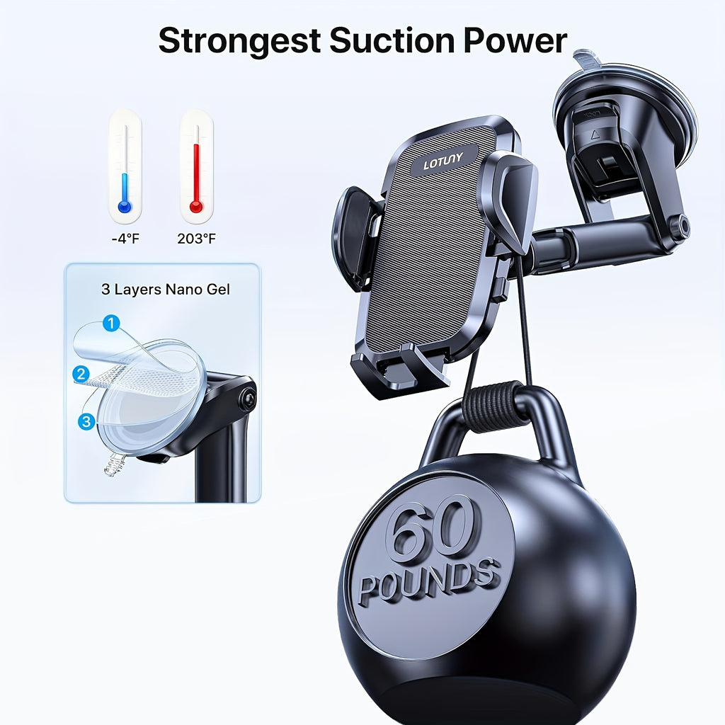 LOTUNY Car Phone Holder, Universal Hands-Free Phone Holders for Your Car, 3-in-1 Phone Mount for CarAir Vent Compatible with for iphone for samsung Google and All 4" to 7, 2" Phones