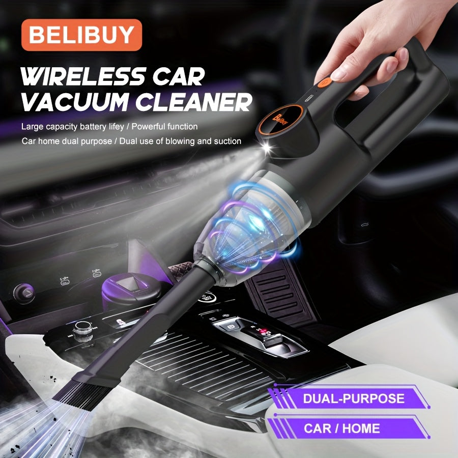 [Super Powerful Cordless Vacuum] BELIBUY 200W Super Powerful Cordless Handheld Vacuum Cleaner | 3KPa Suction, Portable Lightweight Design with Integrated Blower & Crevice Tool, Rechargeable Battery, USB Charging for Home & Ca