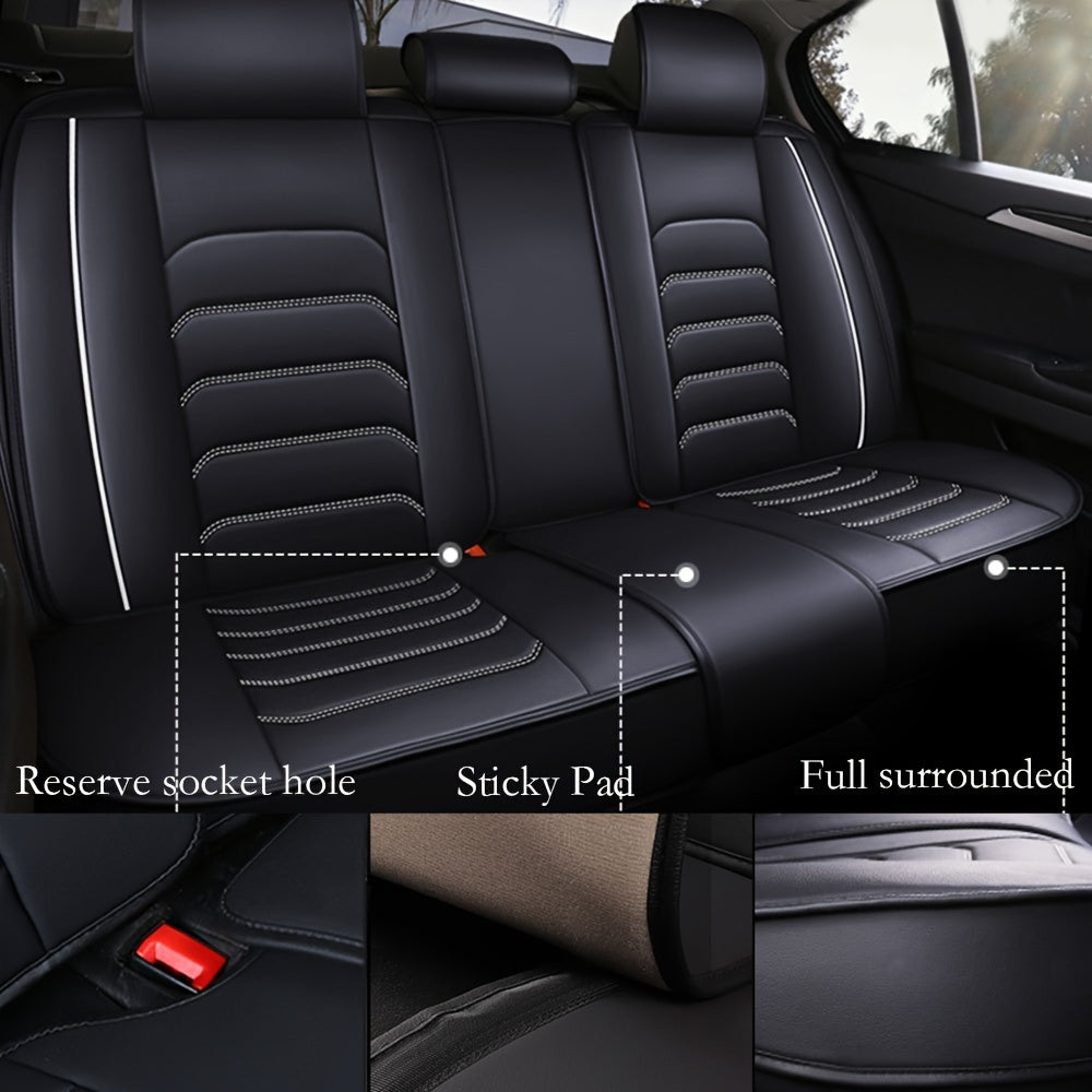 5-Seat Full Set Faux Leather Car Seat Covers - Waterproof All-Weather Protection, Full Surrounded Cushion Protector with Soft Foam Padding, Precise Fit for Cars, Trucks, Sedans & SUVs - Easy Installation, Durable Automotive I