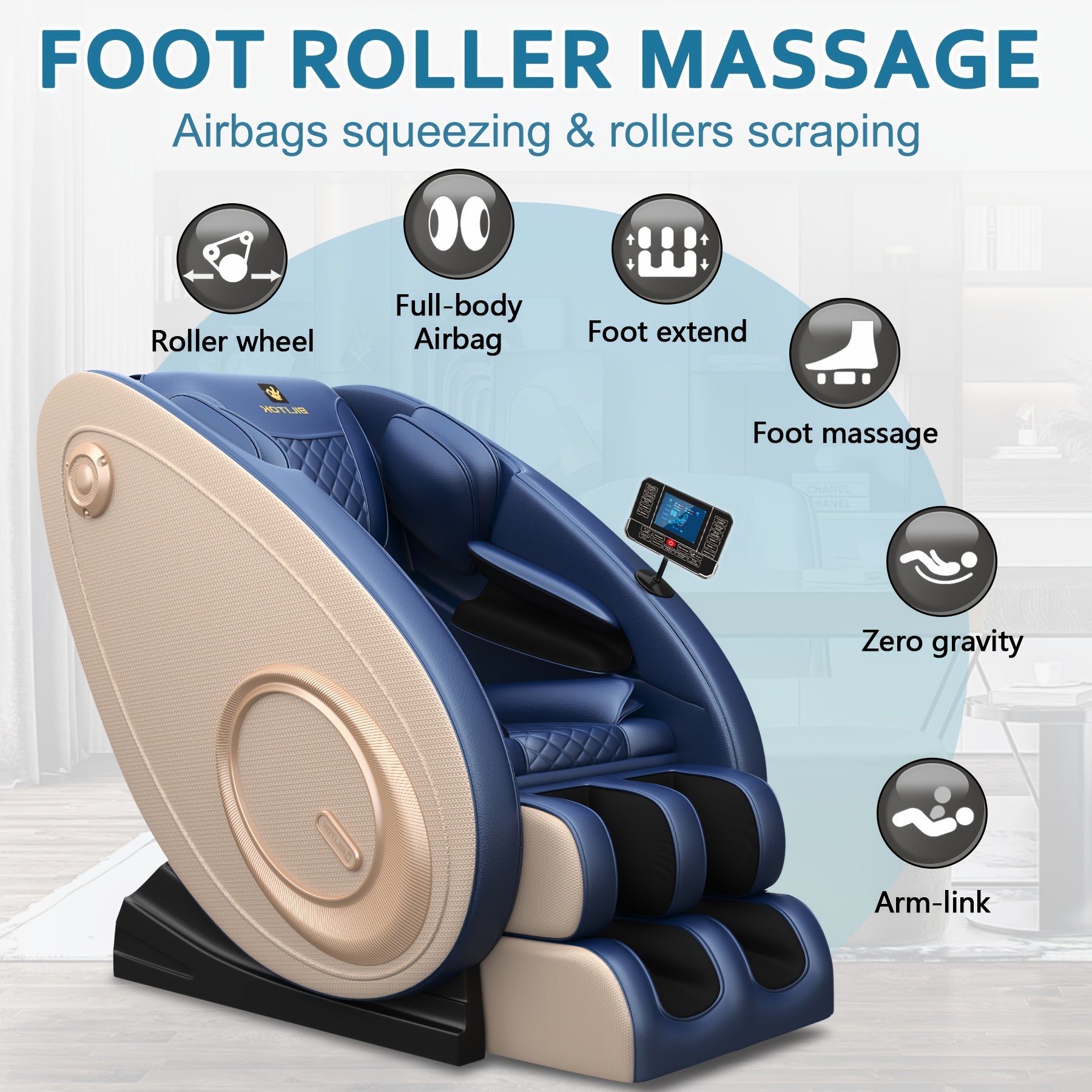 Massage Chair Recliner With Zero Gravity, Full Body Massage Chair With Heating, Built-in Speaker & Touch Screen, Air, Foot Roller - Ideal Christmas Gifts For Men And Women, Electronic Neck And Back Massager