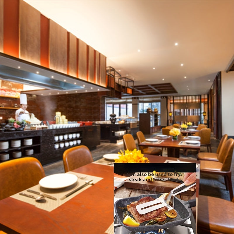 1pc Premium Stainless Steel Fish Spatula & Tongs - Non-Stick, Heat-Resistant, Multi-Use Kitchen Tool for Frying, Flipping & Steak Handling - Ideal for Home and Restaurant Kitchens, Fish Spatula for Frying