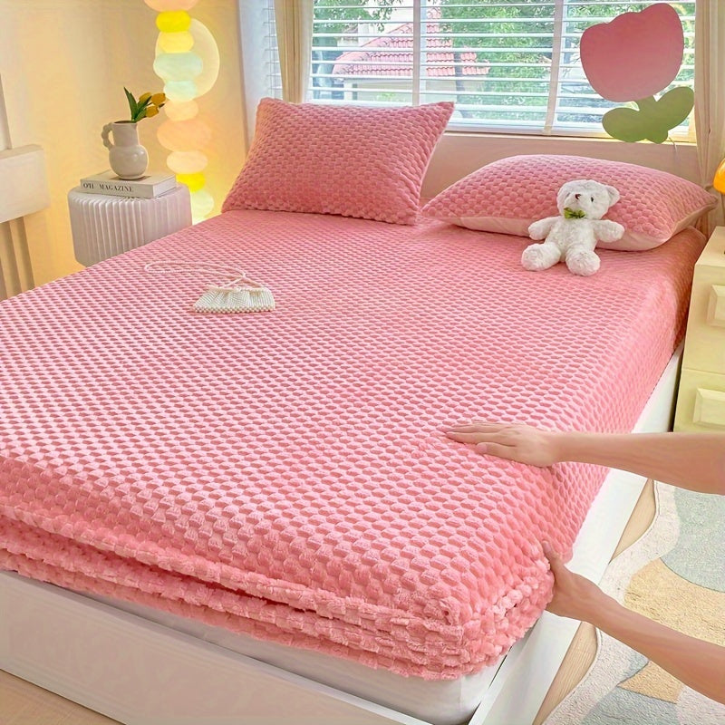 [Velvet | Thickened] 1pc Velvet Thickened Doudou Fitted Sheet Protector | Winter Warmth Soft Comfortable Bedding | Full Encasement Mattress Cover for Bedroom Guest Hotel Sealy