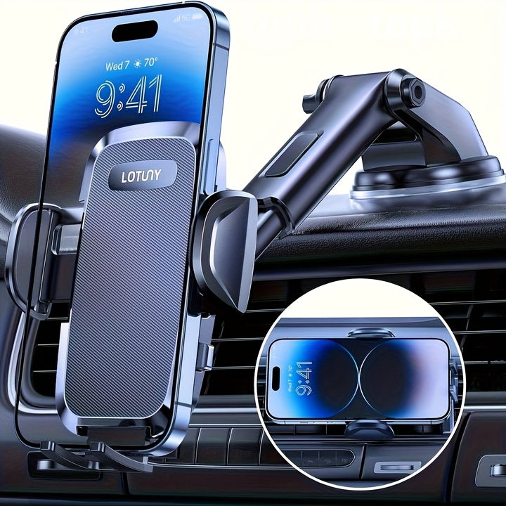 LOTUNY Car Phone Holder, Universal Hands-Free Phone Holders for Your Car, 3-in-1 Phone Mount for CarAir Vent Compatible with for iphone for samsung Google and All 4" to 7, 2" Phones