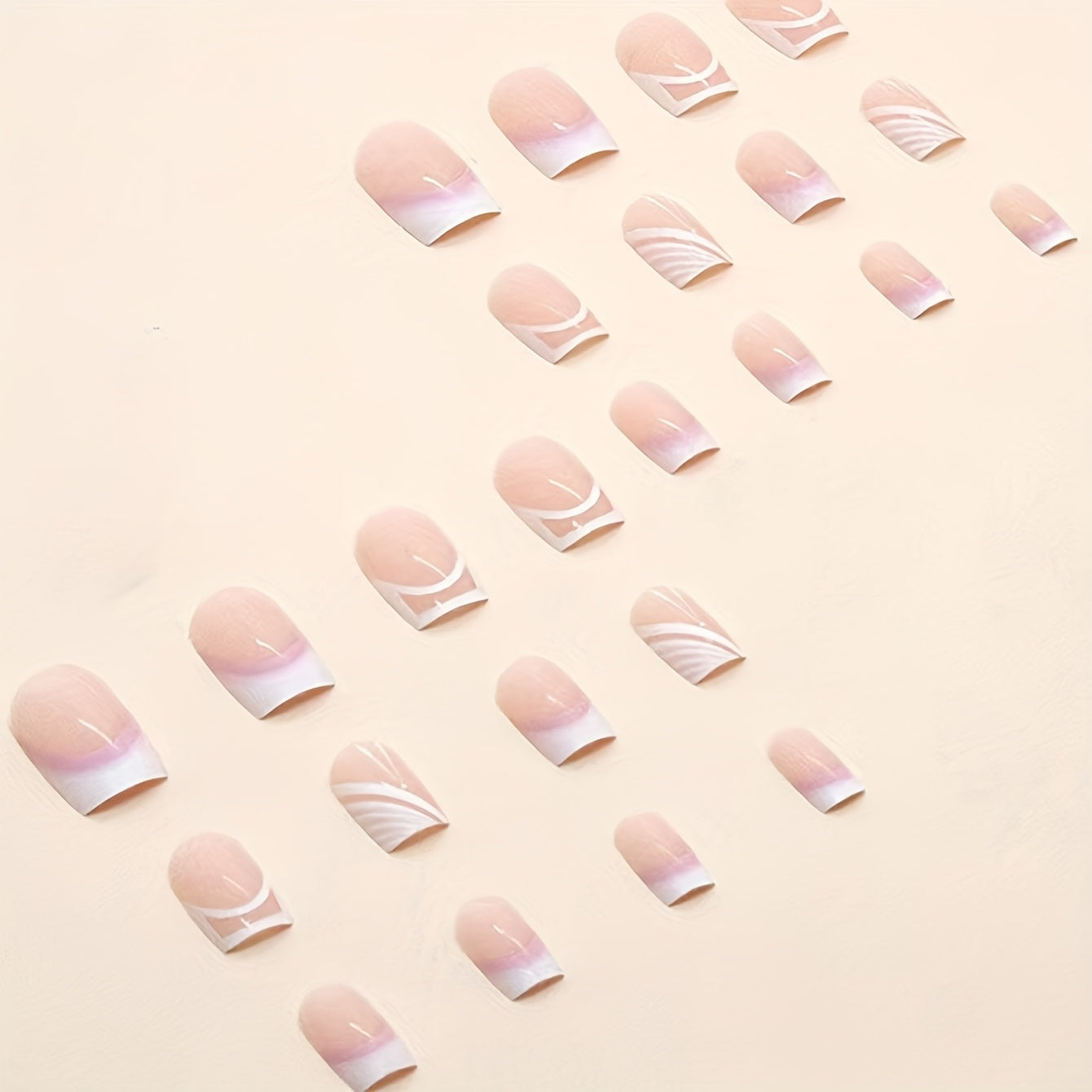 24pcs -Looking Short Square Press-On Nails Compatible for French Manicure/Semi-Short Lengths - Glossy Nude Nail Tips (24 Individual Pieces) - Easy Application, No Glue for DIY Nail Art for Hands & Feet - for &