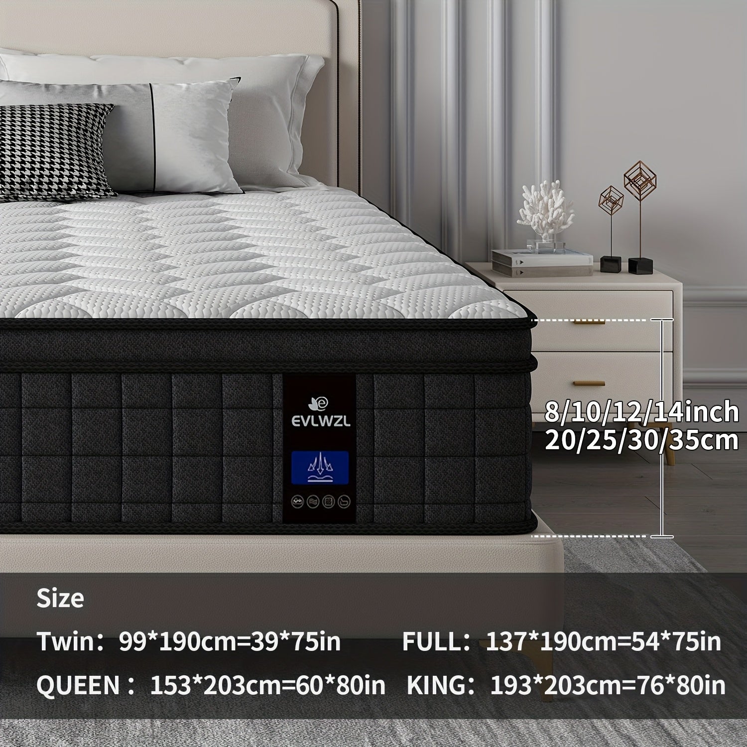 10INCH/12INCH -Twin/Queen/King Size Mattress, Premium High Quality Deep Sleep Firm Mattress Extra Lumbar Support, Memory Foam Hybrid Euro Top Luxury Mattress, Individually Wrapped Pocket Coils And Motion Isolation