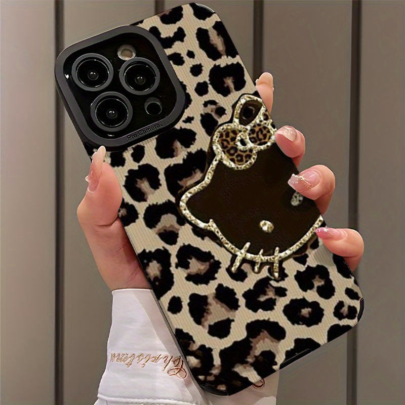 Sanrio Licensed Luxurious Leopard Print for hello kitty Phone Case for Iphone 16/11/12/13 Pro Max/11 Pro/12 Pro Max/14 Pro Max/16 Pro/11 Pro Max/14 Pro/for Iphone 13/12 Pro/15 Plus/15 Pro Max/14 Plus/for Iphone 15/for Iphone