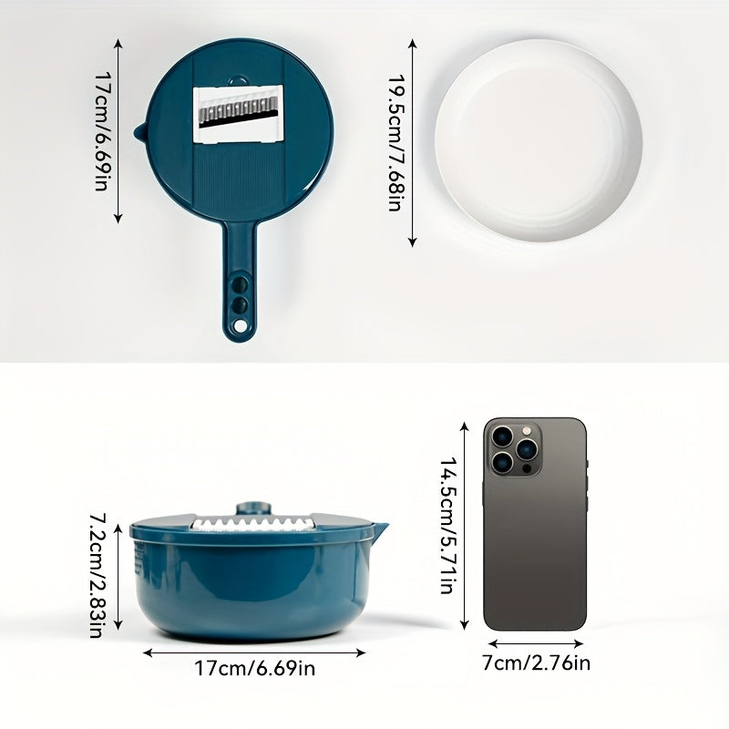 [Essential Kitchen Tool] 11pcs 12-in-1 Multi-Function Vegetable Chopper | Manual Slicer, Shredder, Grater | for Carrots, Potatoes, Radish, Essential Kitchen Tool