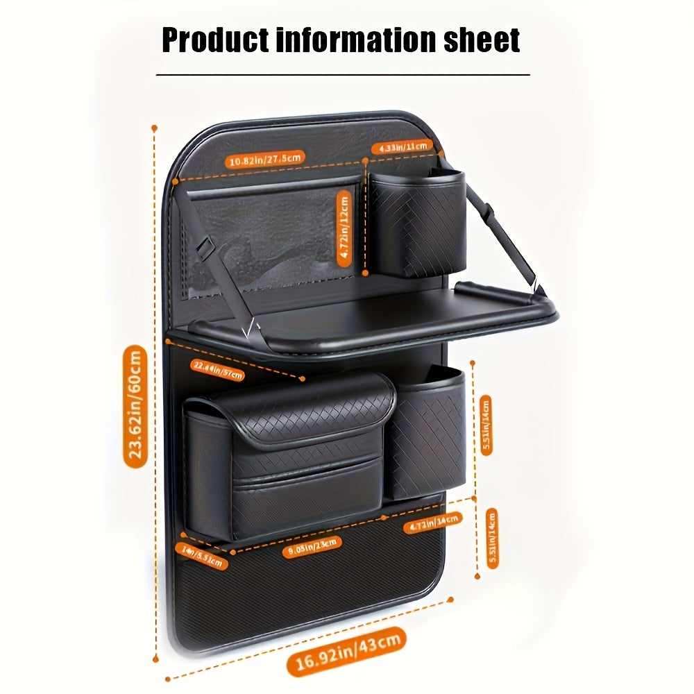 PU Leather Car Seat Back Organizer