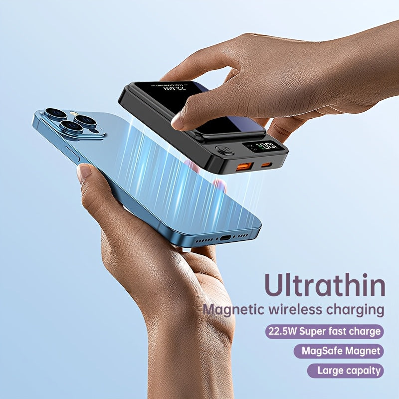 New Magnetic Wireless Power Bank - Portable Charger Power Bank, 5000/10000/15000mAh Battery Pack, 22.5/30W PD Fast Charging, 15W Wireless Charging, Magnetic Battery Pack For 17/16/15/14/13/12/Pro/Mini/Pro Max And Wired Chargi