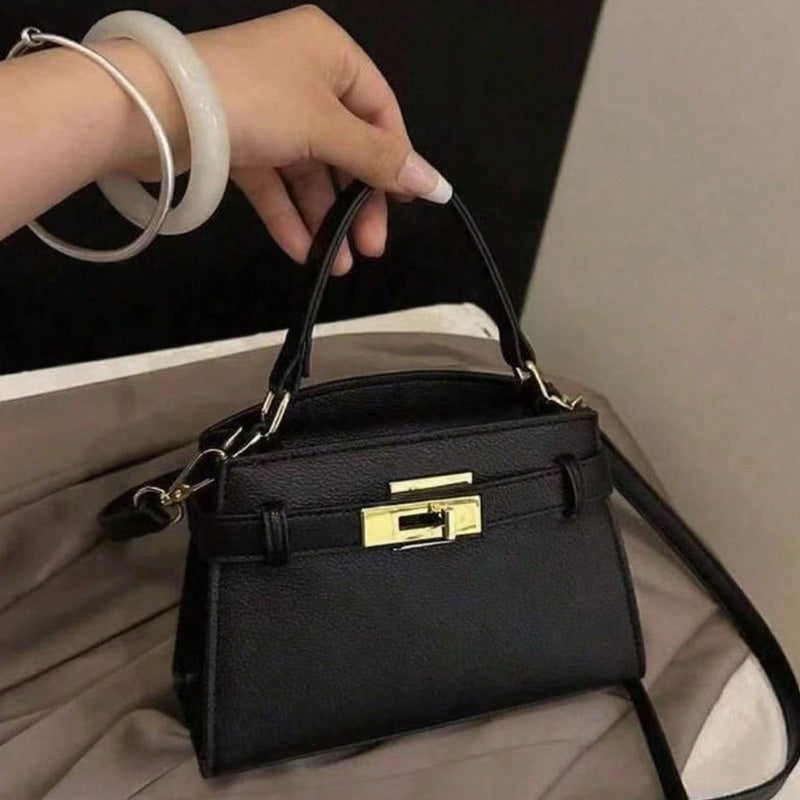 Women'S Elegant Business Casual Handbag - Structured Tote with Golden-Tone Hardware & Buckle Closure, Structured Crossbody Bag with Golden-Tone Hardware, Durable & Easy-clean Design For Office, Work, Travel - Perfect Mother'S