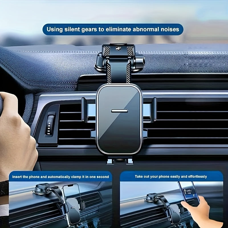 [Rotating Car Phone Holder] 360° Rotating Adjustable Car Dashboard Phone Holder | Strong Suction Base, ABS Material, Hands-Free Smartphone Stand for Vehicle Ventilation Unit - Quiet Navigation Mount