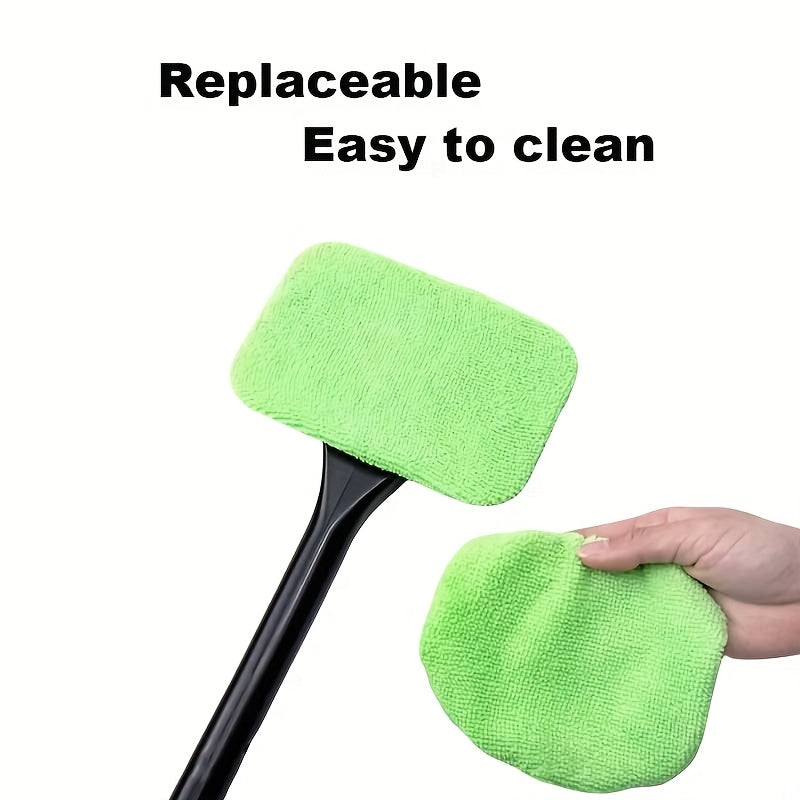 6pcs Windshield Defogger Brush, Car Window Wiper Tool, 5pcs Reusable Replacement Cloth Pads, Plastic Handle, for Home Outdoor Car Use, Car Care, Window Cleaning, Vehicle Maintenance, Efficient Cleaning, Durable Material, Stur