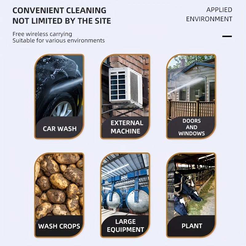 Stainless Steel High-Pressure Washer Gun, 3000 PSI Max with Quick Connect Nozzles Hose Connector, Equipped with A Single 15000mAh Battery, Single Battery Use Time Of About Half An Hour.