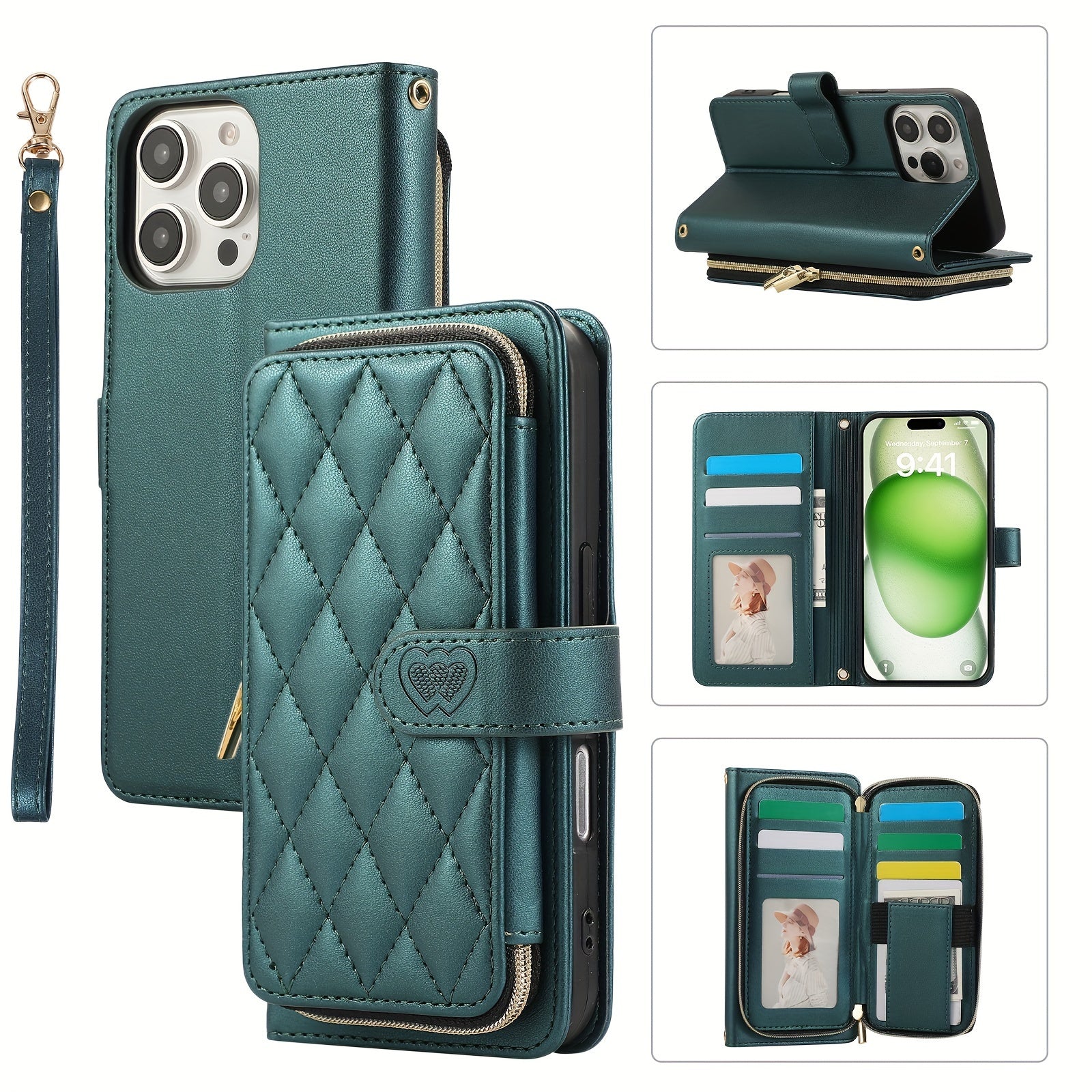 Crossbody Wallet Case Designed for Iphone 16E, 16, 15, 14, 13, 12, 11 Pro Max, 7, 8 Plus, SE 2020, And SE 2022, Featuring a Zippered Handbag Style, Flip Cover, Kickstand Folio, Card Slots, Wrist Strap, And Lanyard for The for
