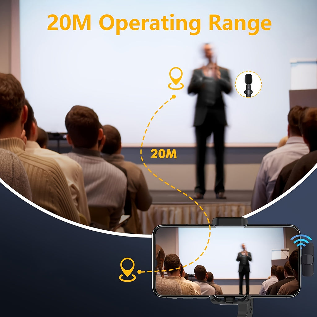 Kouzone Wireless Microphone System with 360° Omnidirectional Recording, Plug & Play -C/, Low Latency Noise for Podcasting, Live Streaming, YouTube/Vimeo Videos - Compatible with Smartphones, Laptops, Tablets,