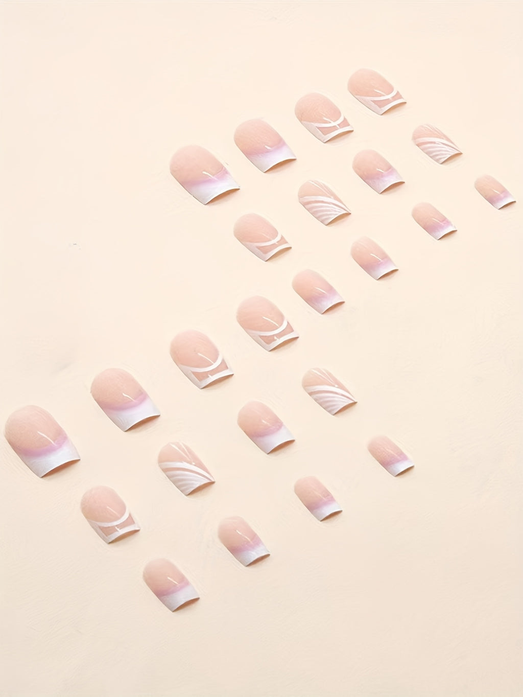 24pcs -Looking Short Square Press-On Nails Compatible for French Manicure/Semi-Short Lengths - Glossy Nude Nail Tips (24 Individual Pieces) - Easy Application, No Glue for DIY Nail Art for Hands & Feet - for &