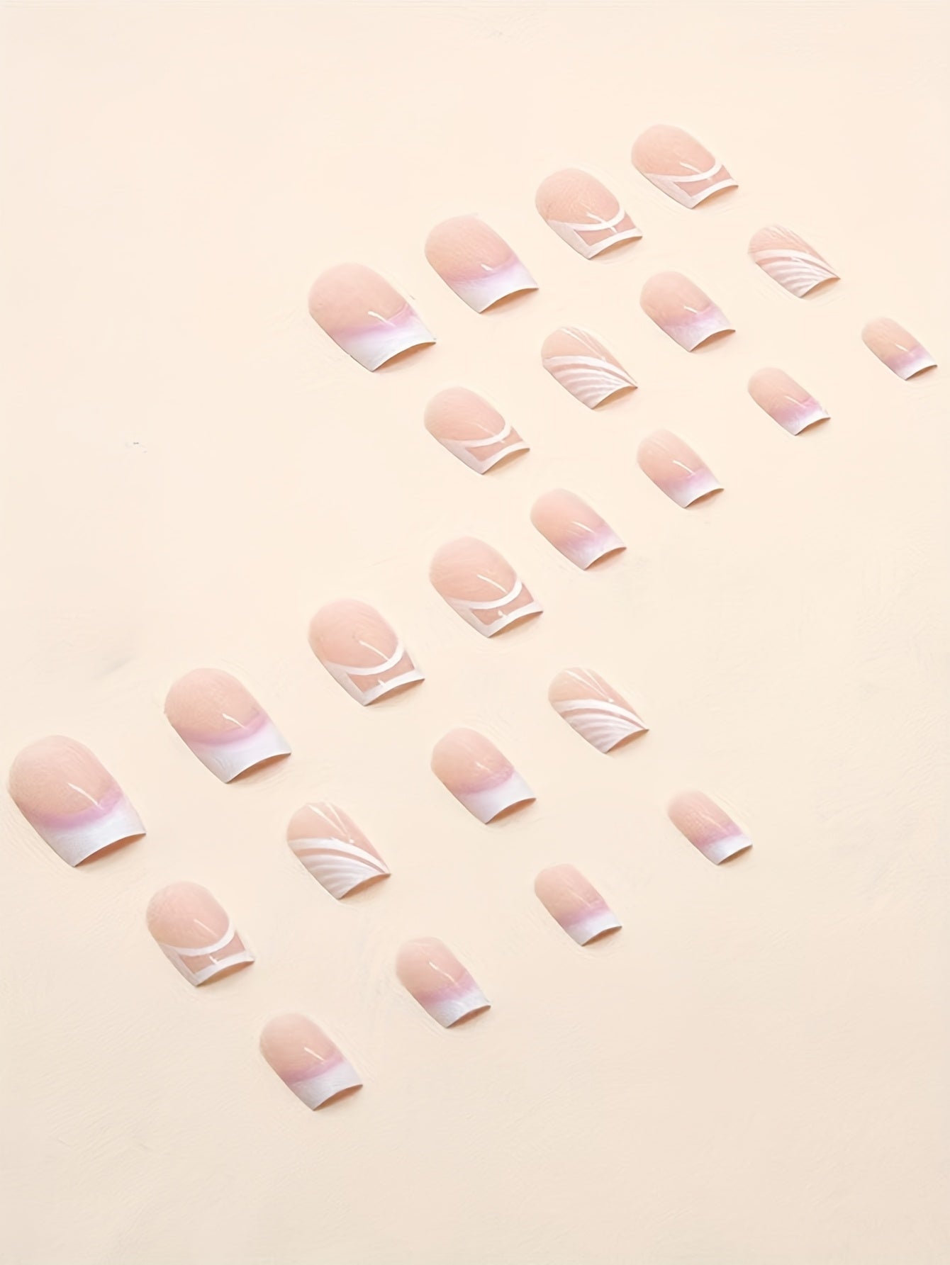 24pcs -Looking Short Square Press-On Nails Compatible for French Manicure/Semi-Short Lengths - Glossy Nude Nail Tips (24 Individual Pieces) - Easy Application, No Glue for DIY Nail Art for Hands & Feet - for &