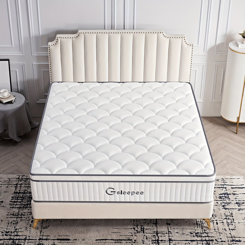 Gsleepee Hybrid Memory Foam Mattress - Twin/Full/Queen/King Size, Soft & Comfortable with Medium Firm Support, Motion Isolation, Allergy-Friendly, Quiet Sleep, Easy Transport in a Box, Available in 8/10/12/14 Inch Thicknesses