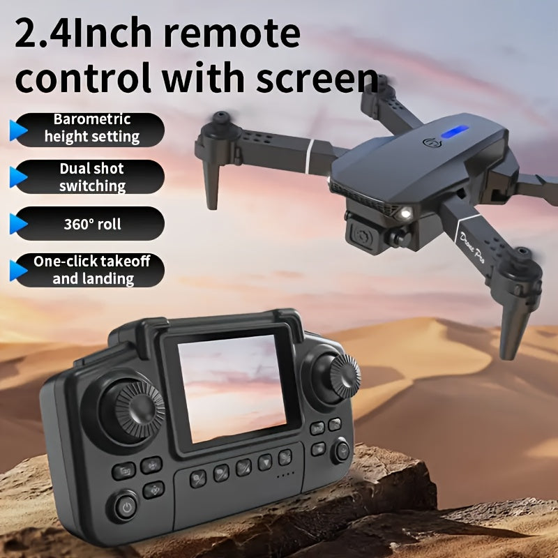 New Drone MAX Upgraded Version with 2 Batteries, Equipped with High-definition 2, 4-inch Screen Remote Control, Dual Camera Obstacle Avoidance Function, Brushless Motor, Foldable Arm, Suitable for Night Flight with Remote Con